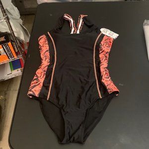 Attraco Women's Black Slimming Racerback One Piece Swimsuit Medium NWT